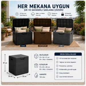 Çok Amaçlı Ahşap Desenli Plastik Depolama Sandığı