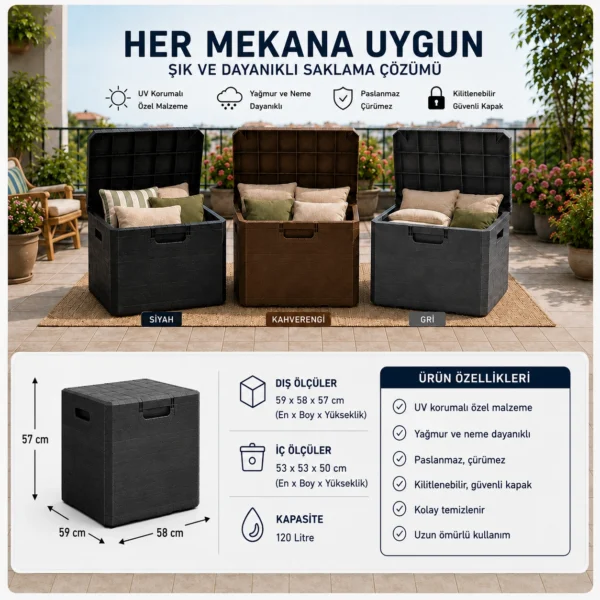 Çok Amaçlı Ahşap Desenli Plastik Depolama Sandığı