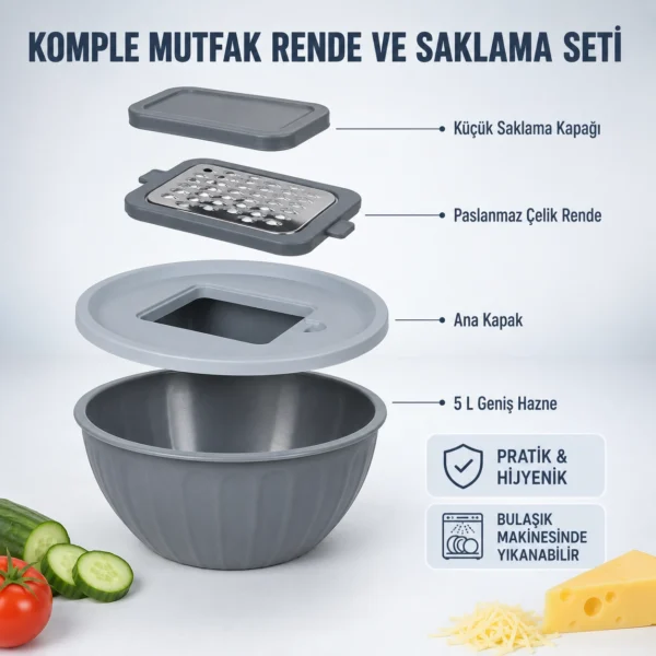 Rika Garden Mavi-Kahverengi 2'li Çok Fonksiyonlu Mutfak Rendesi