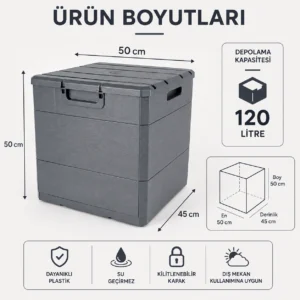 Rika Garden Gri Plastik Bahçe ve Balkon Depolama Sandığı alternatif görsel
